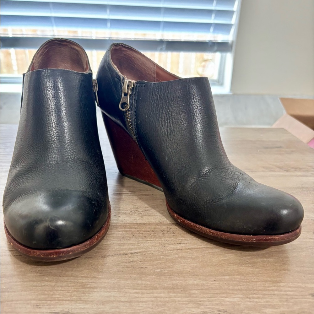 Kork-Ease Natalya Black Leather Wedge Ankle Boots - Picture 15 of 16